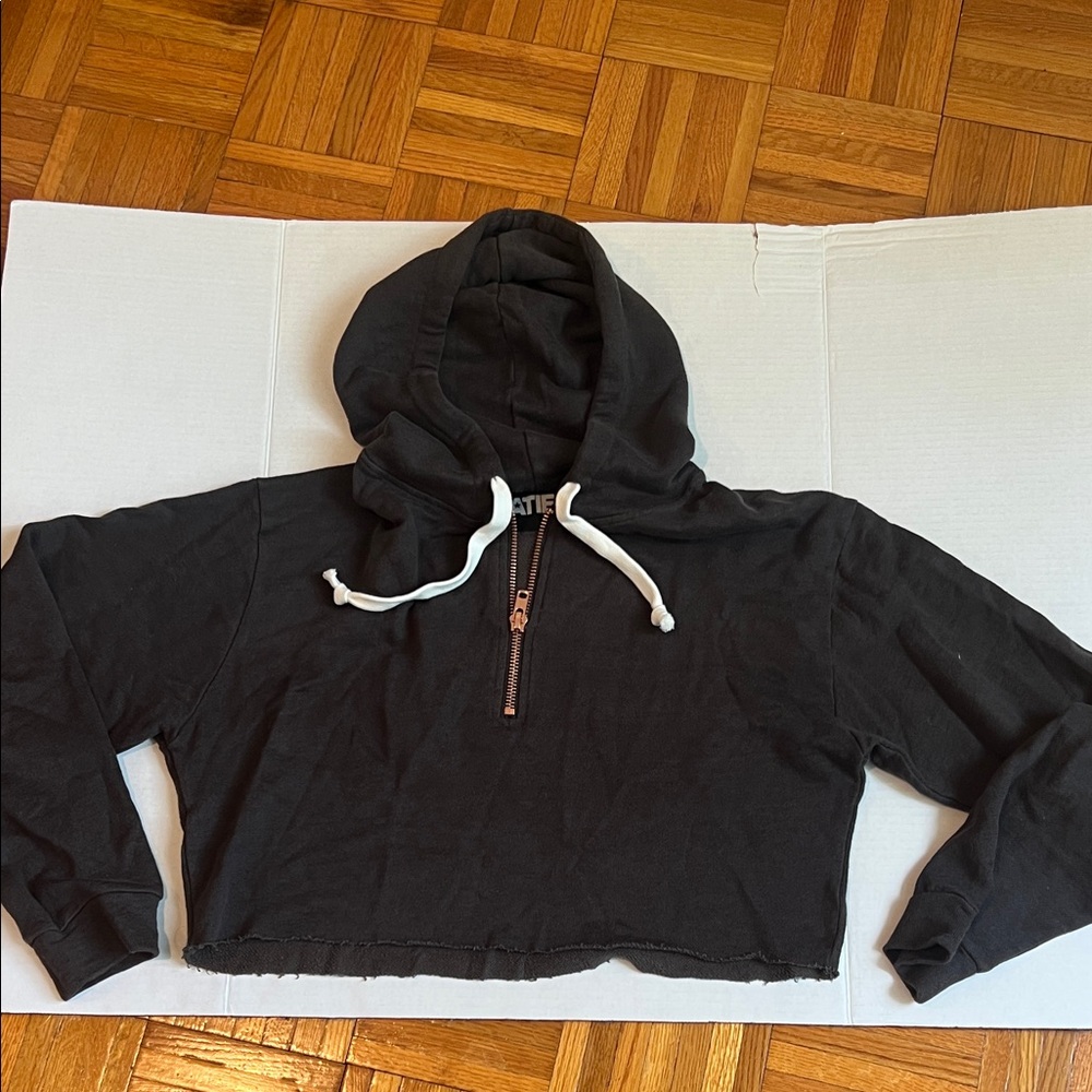 Katie J NYC Black Cropped Hoodie